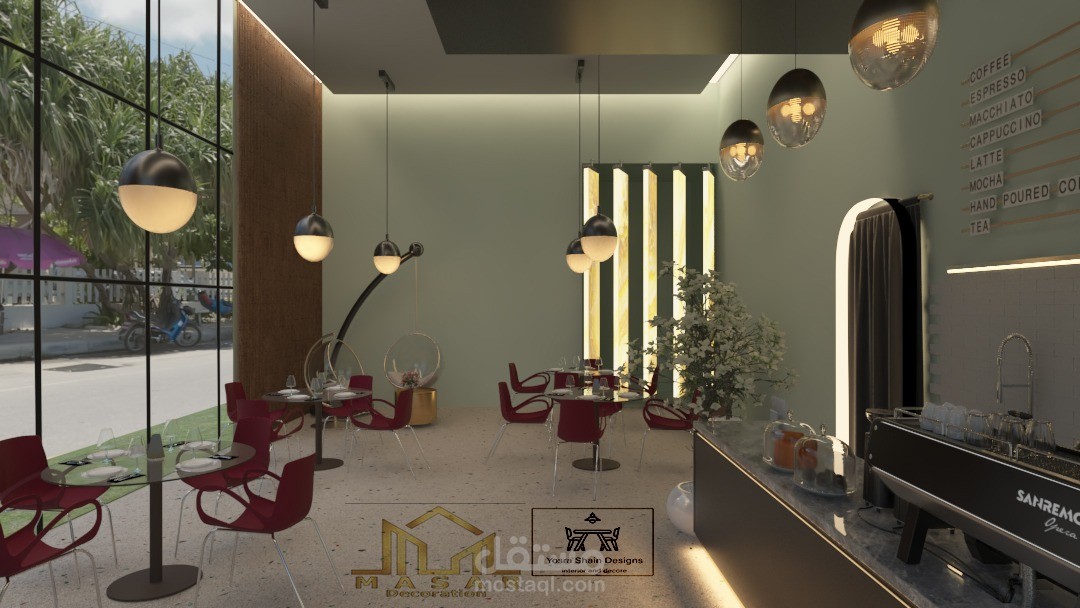 تصميم داخلي كافيه مودرن
