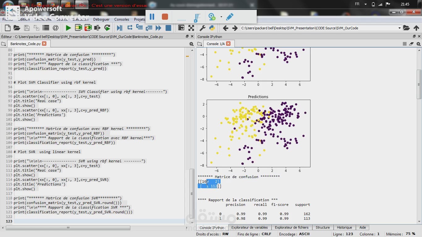 Bill authentication using Support Vector Machine (SVM).