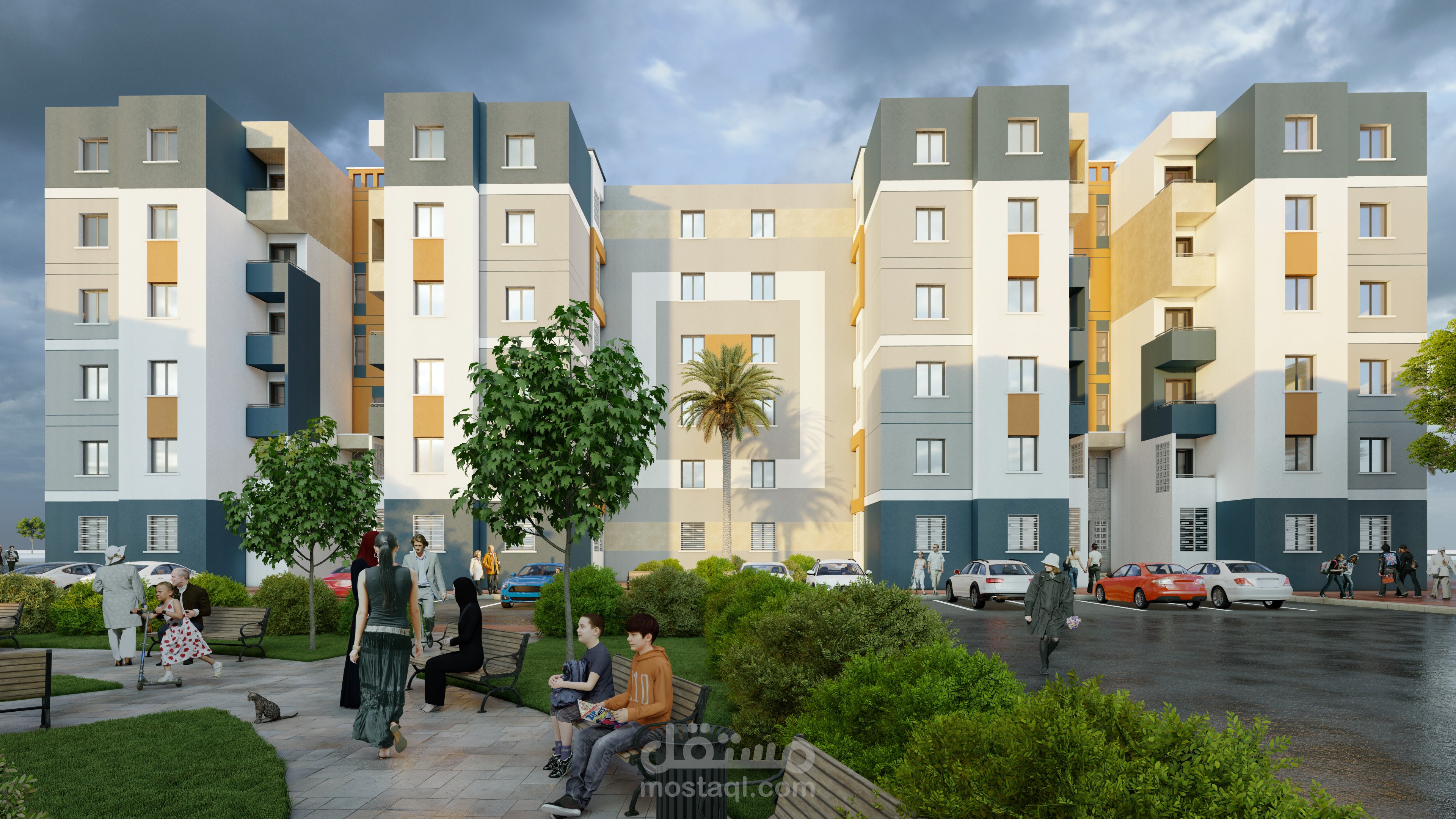 تصميم و إظهار معماري لواجهات 985 وحدة سكنية