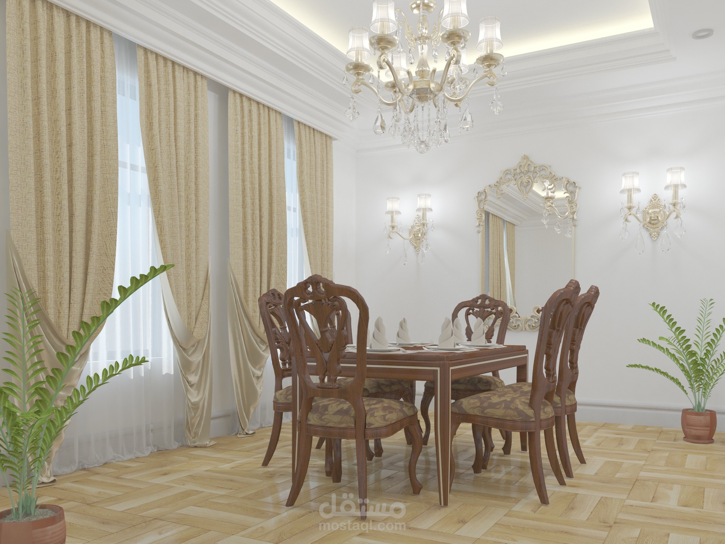 تصميم داخلي لغرفة سفرة