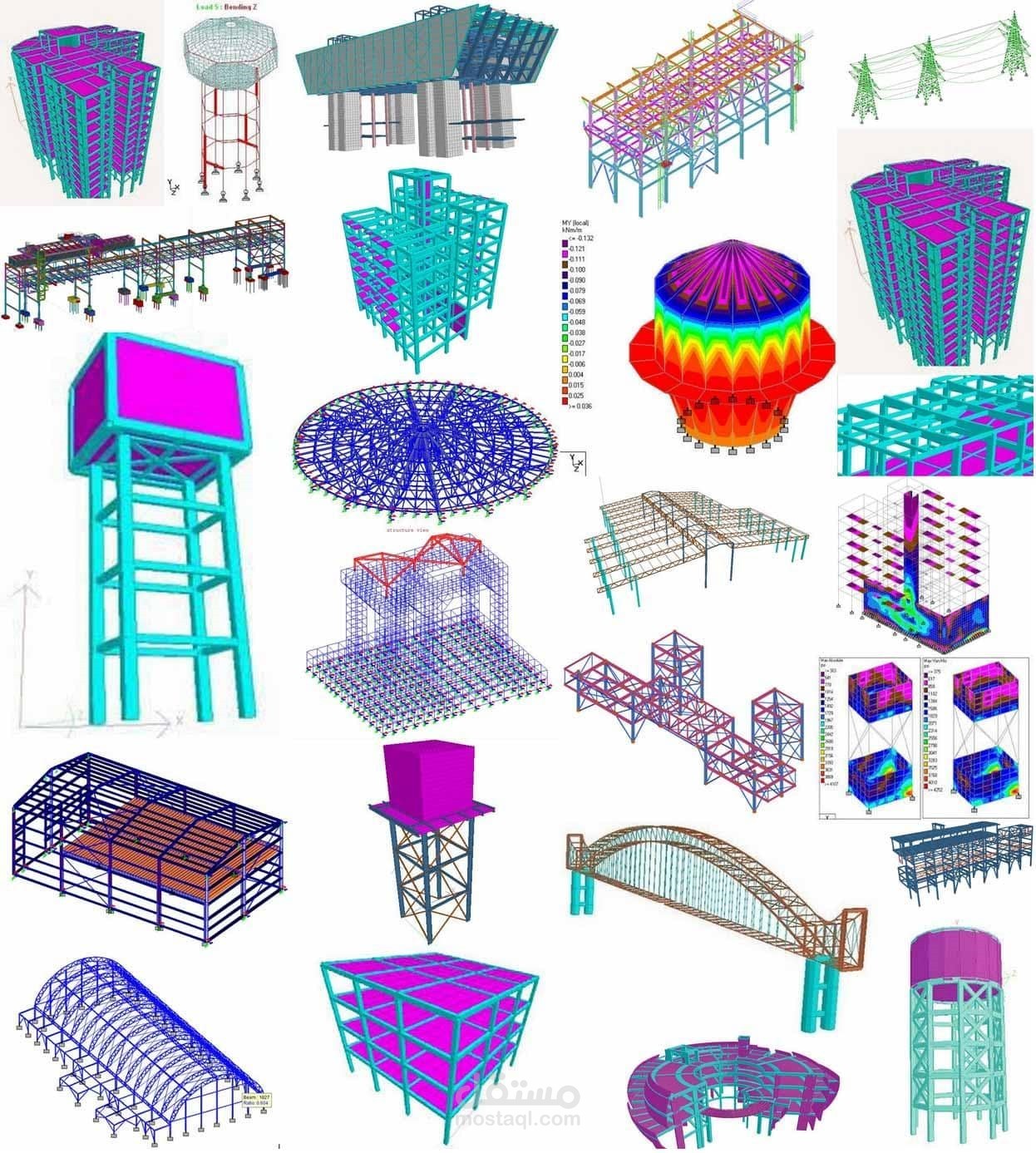 نموذج مجمع لمشاريع ستيل متنوعة steel structures