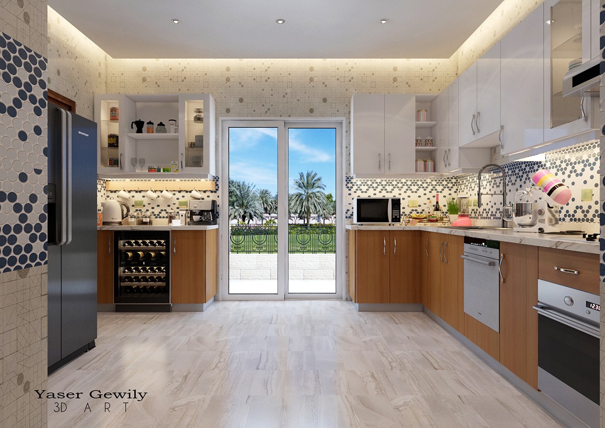 Modern Kitchen- تصميم مطبخ خشب حديث