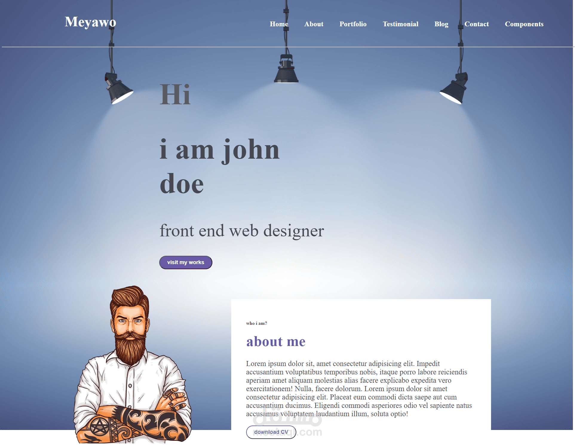 صفحه هبوط لموقع سيرة ذاتية ومعرض اعمال (landing page for CV)