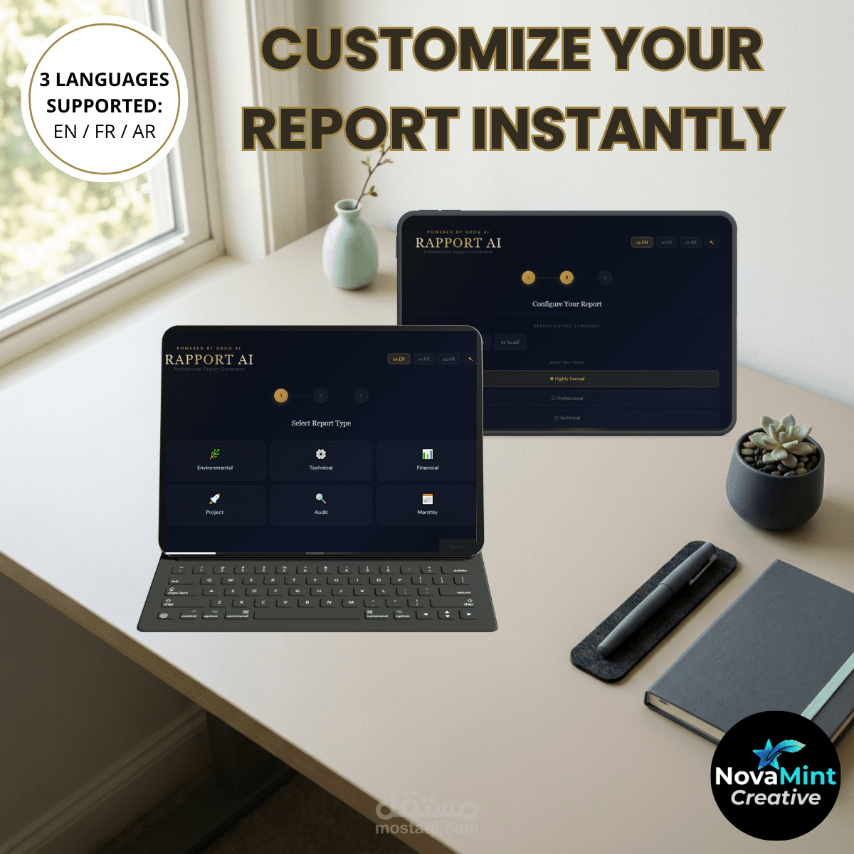 Rapport AI – مولّد تقارير ذكي متعدد اللغات
