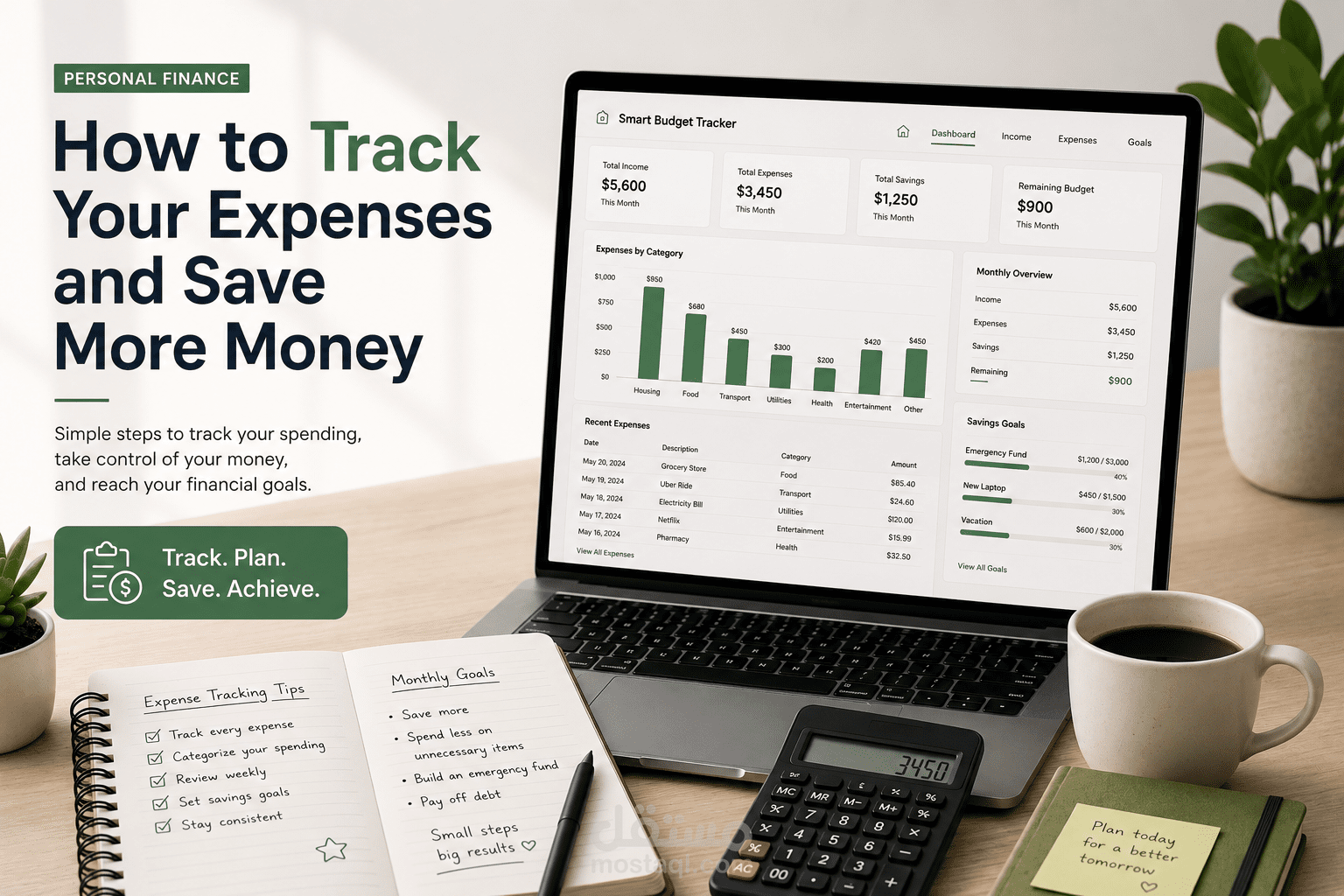 Smart Budget Tracker 2026 – قالب إدارة ميزانية ذكي (Coda)