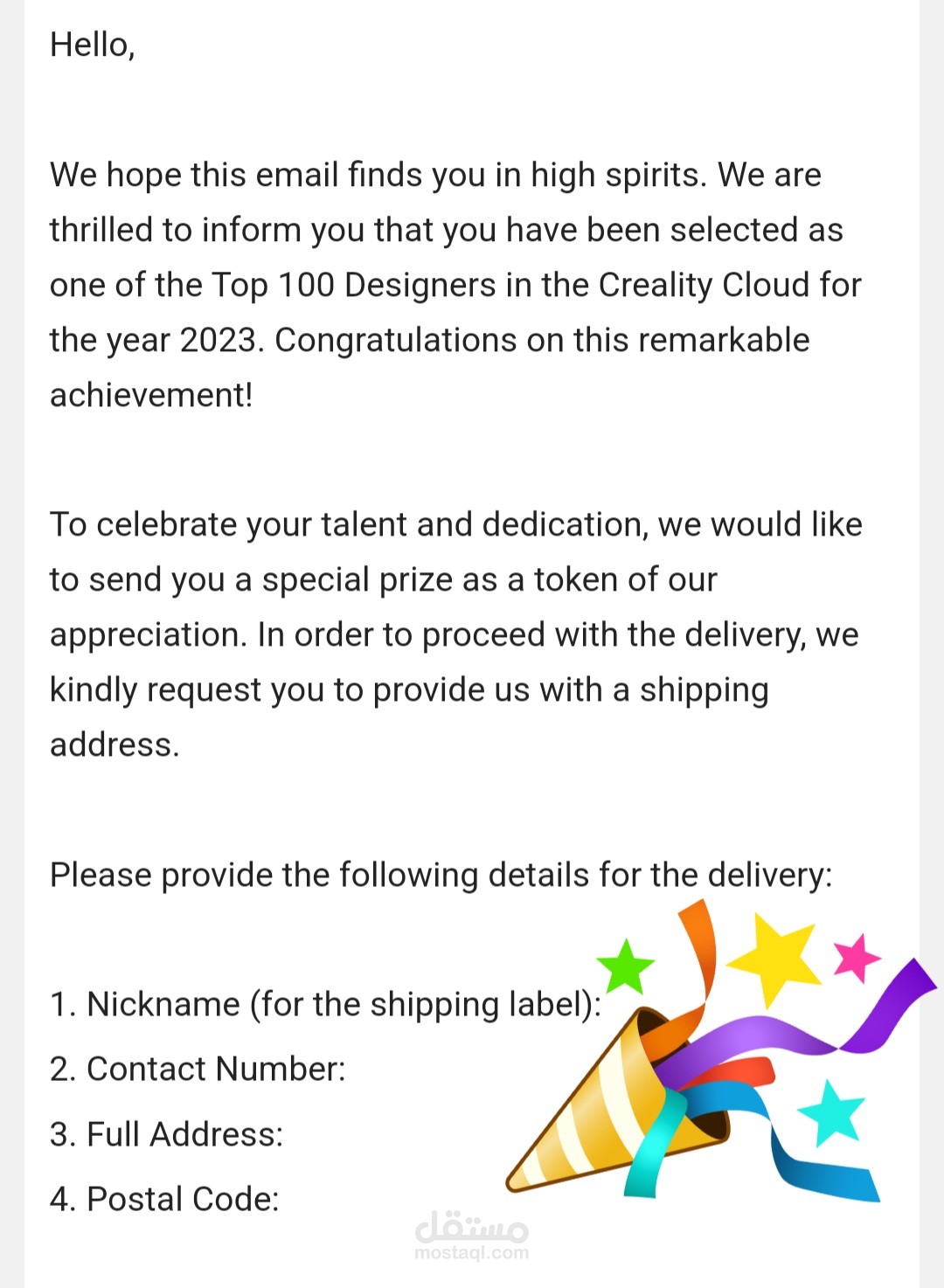 Appreciation from Creality Cloud platform️
