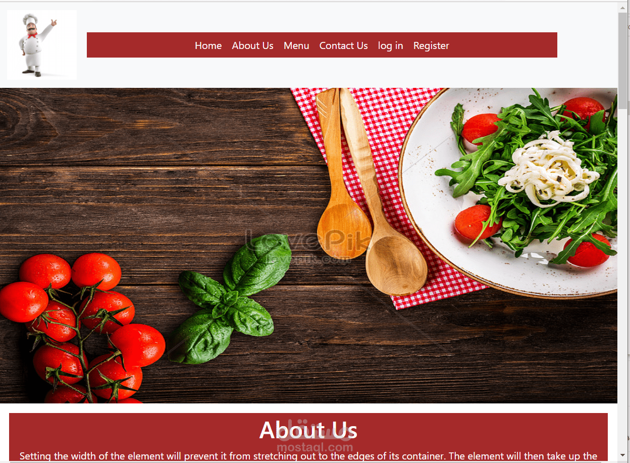 تصميم صفحة  HTML,CSS and Bootstrap من PSD  , تصميم لمطعم