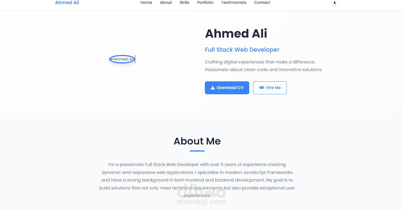 تصميم Landing Page شخصية احترافية لعرض سيرتك الذاتية ومهاراتك Portfolio