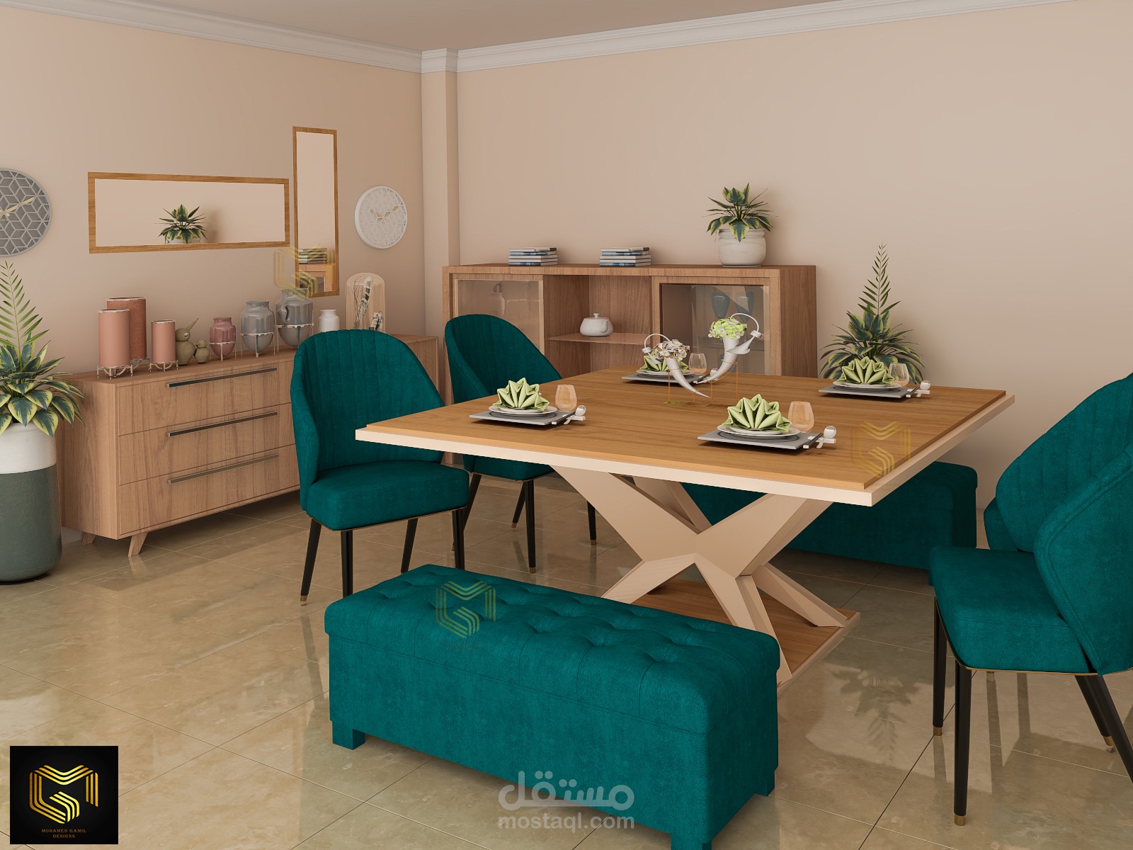 تصميم طقم سفره لاحد العملاء (furniture design)