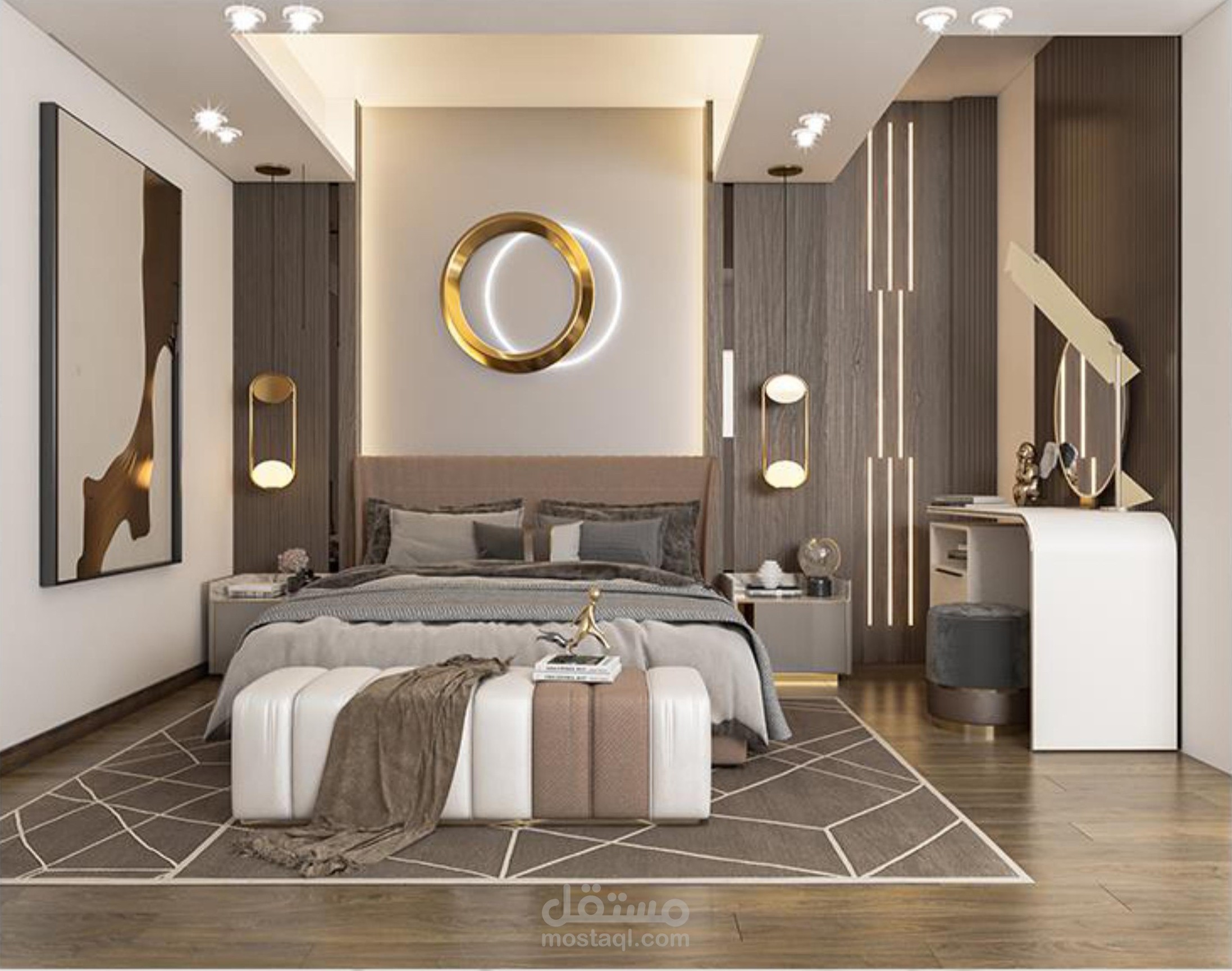 تصميم غرفه نوم رئيسيه (لقطه رئيسيه)