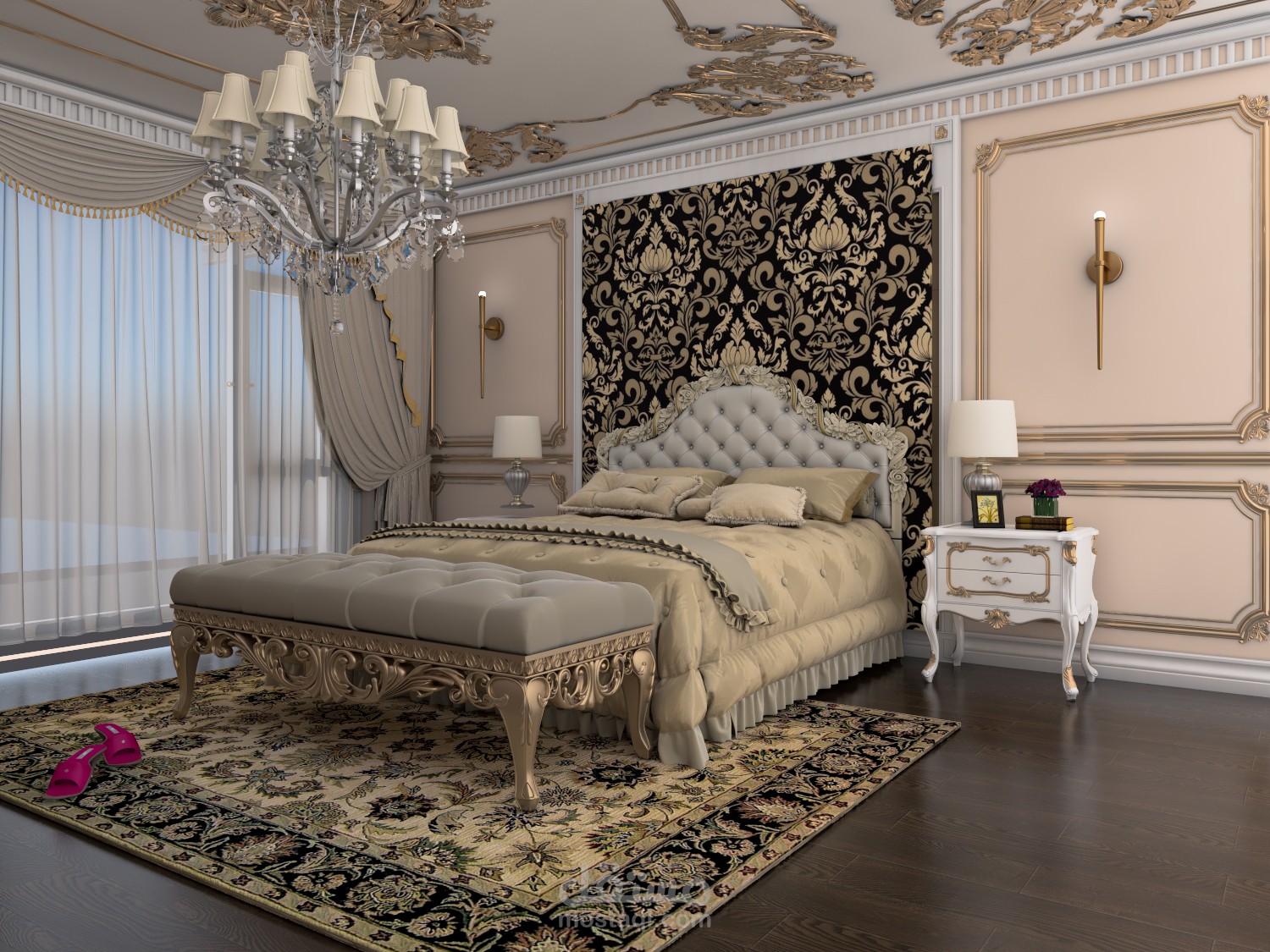 تصميم غرفه نوم علي الطراز الكلاسيك