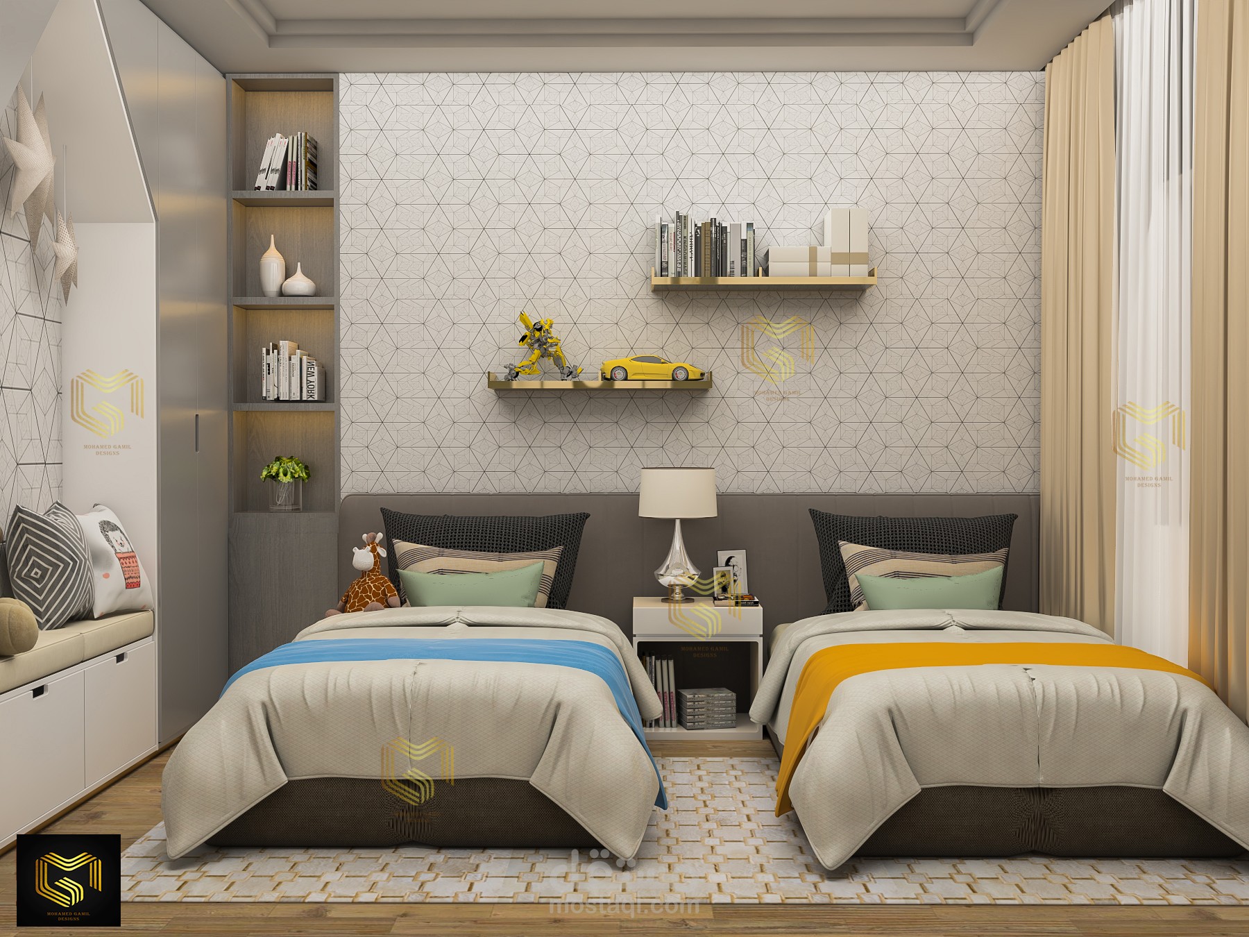 تصميم غرفه نوم لتوأم مودرن