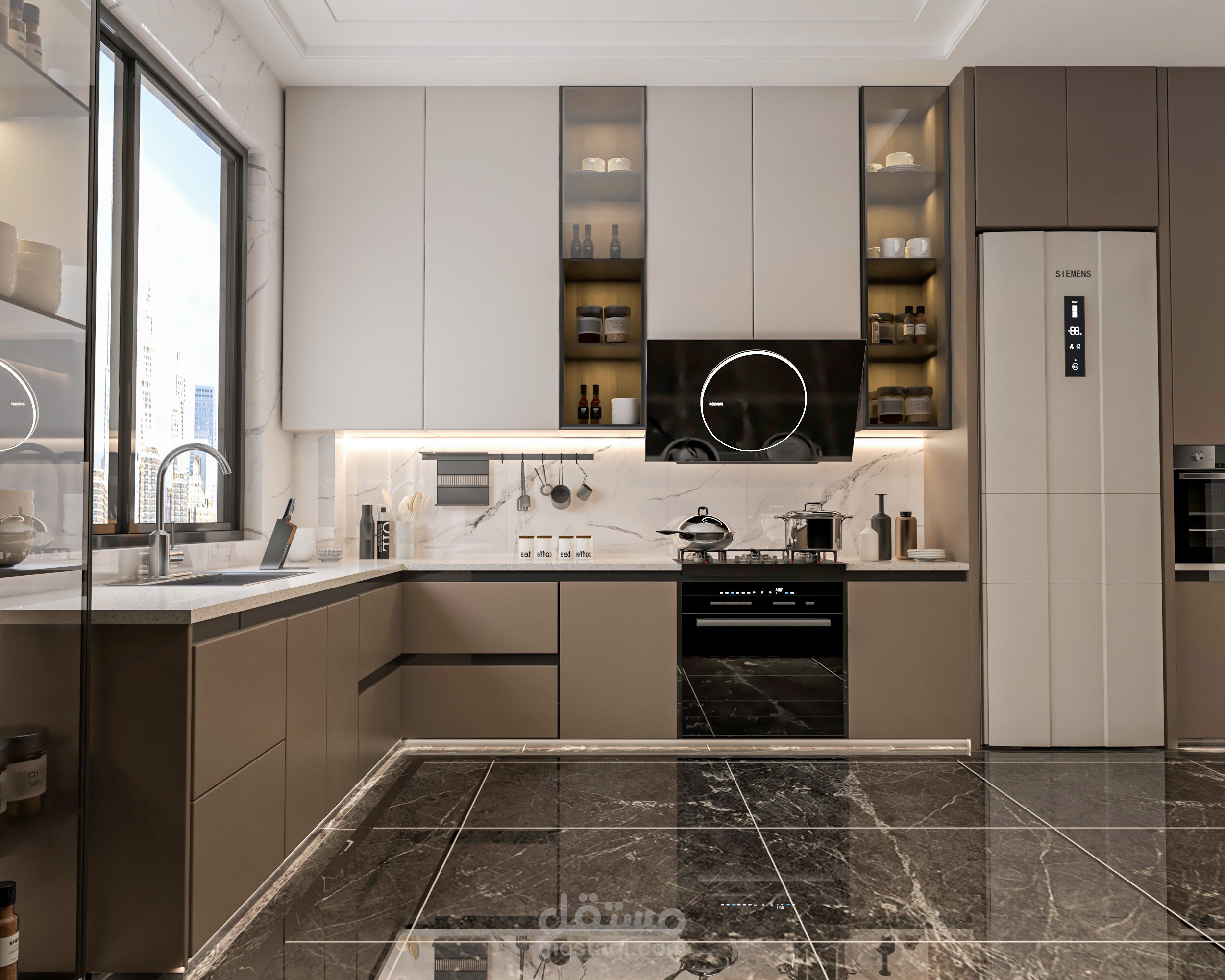 ديكور داخلي لمطبخ شقة سكنية