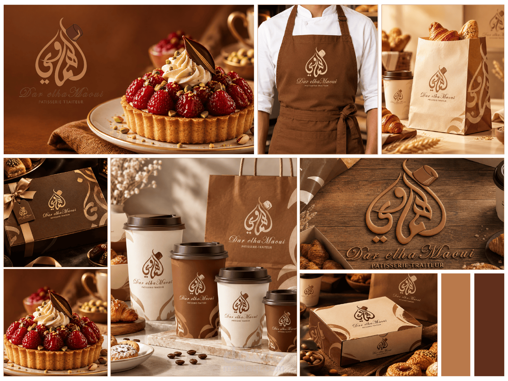 تصميم هوية بصرية فاخرة لعلامة حلويات وضيافة