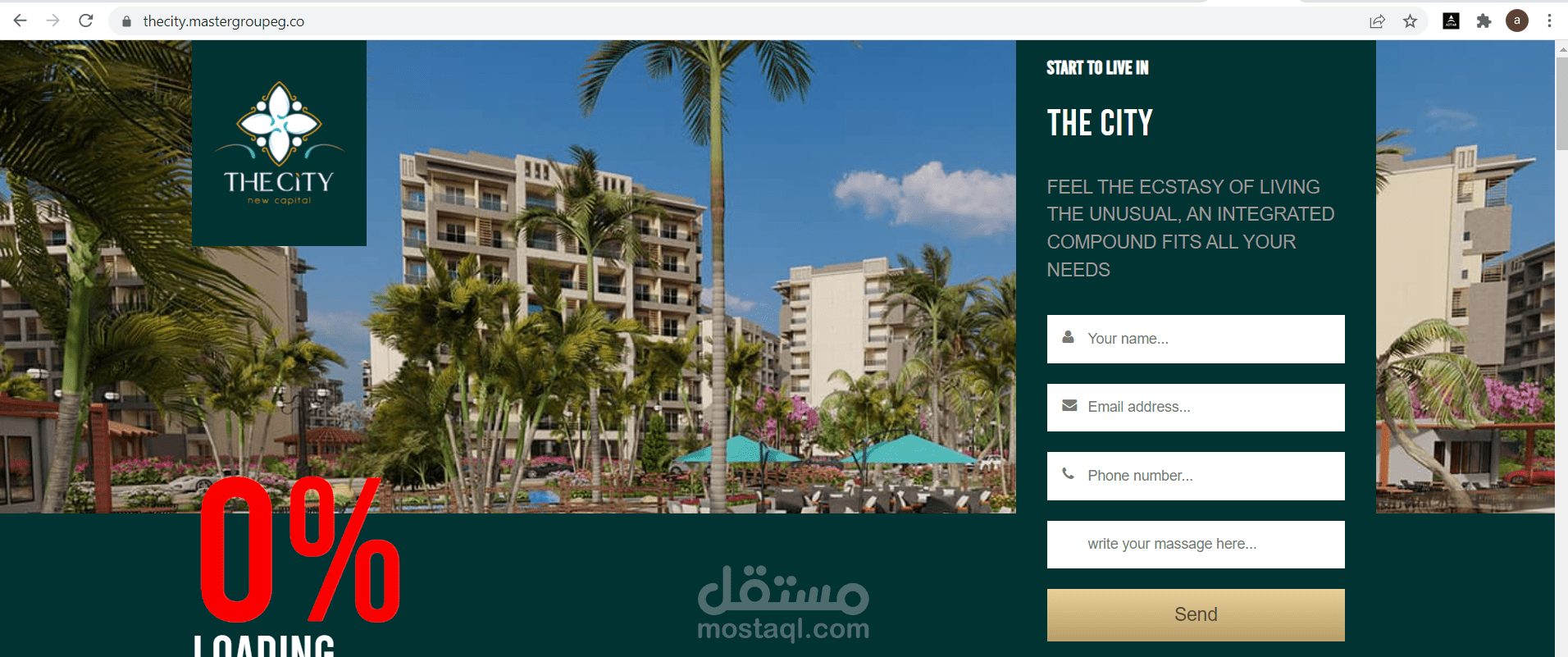 صفحة هبوط لمشروع the city بالعاصمة الإدارية