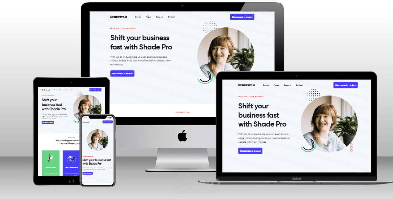 قالب ويب متكامل ومتجاوب، تم تنفيذه 100% باستخدام HTML5 و CSS3 فقط، بناءً على تصميم من Figma.