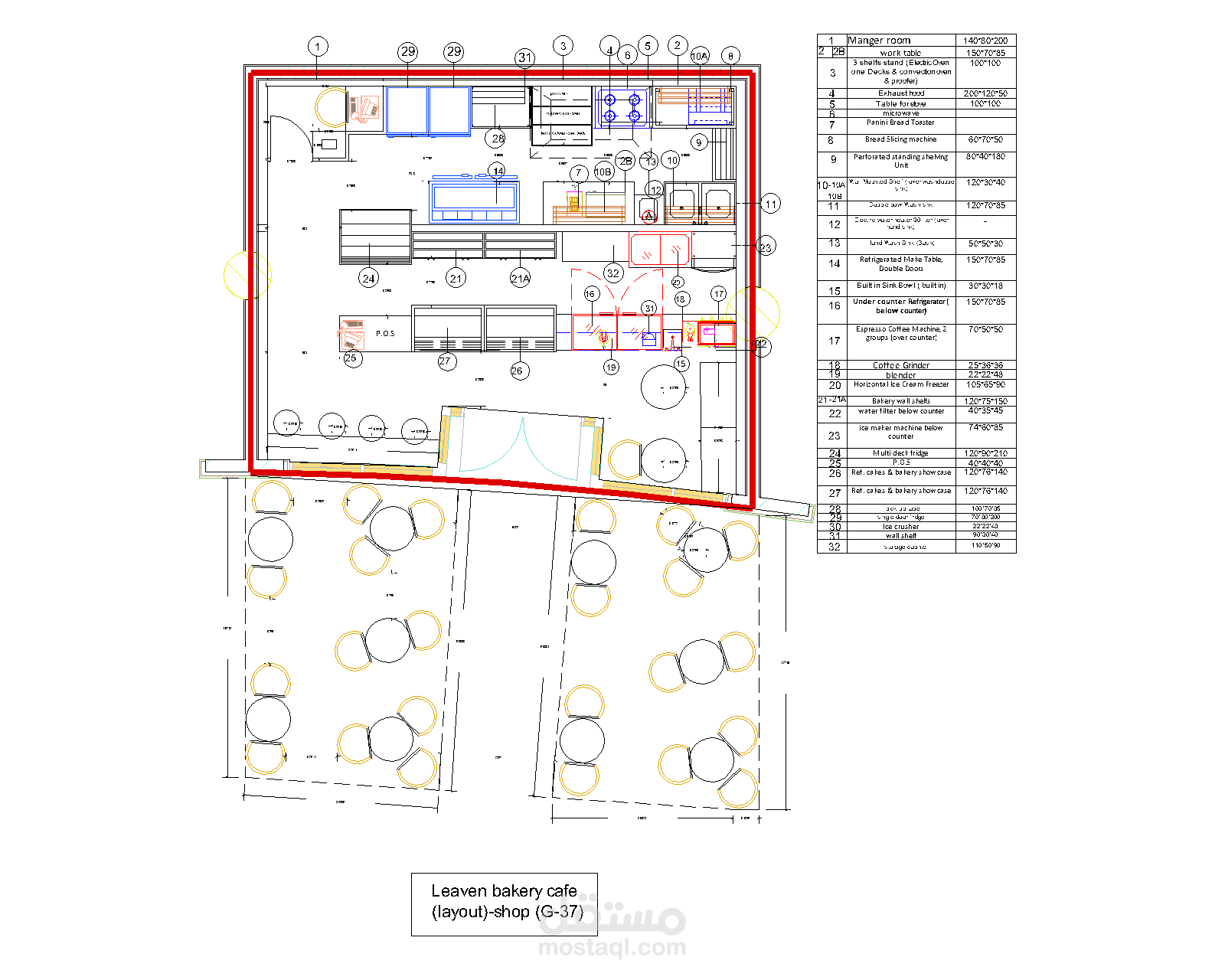 تخطيط لكوفى شوب ومخبز فى احد المولات