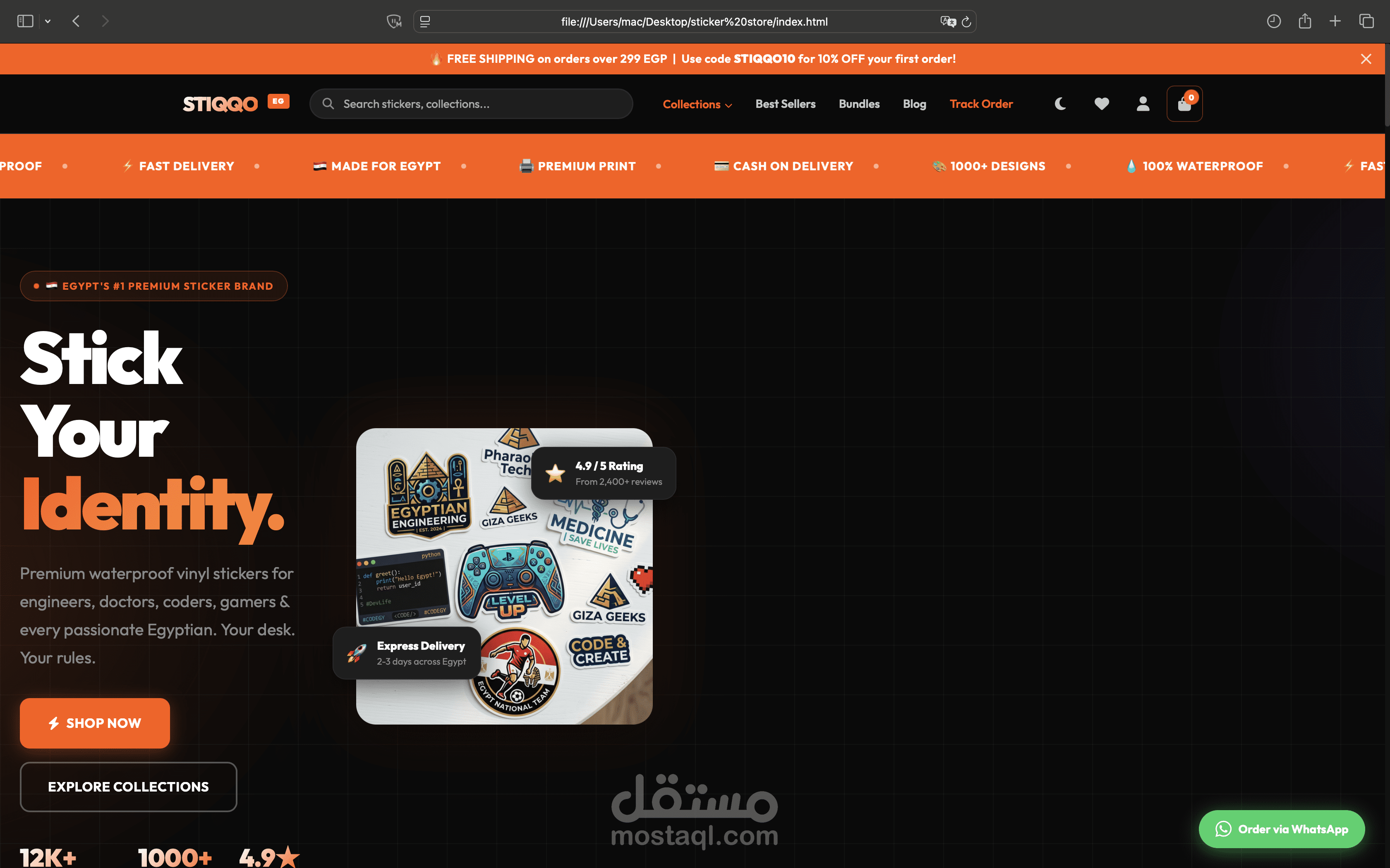 تصميم وتطوير متجر إلكتروني احترافي لبيع الاستيكرات مع تجربة مستخدم تفاعلية وعصرية