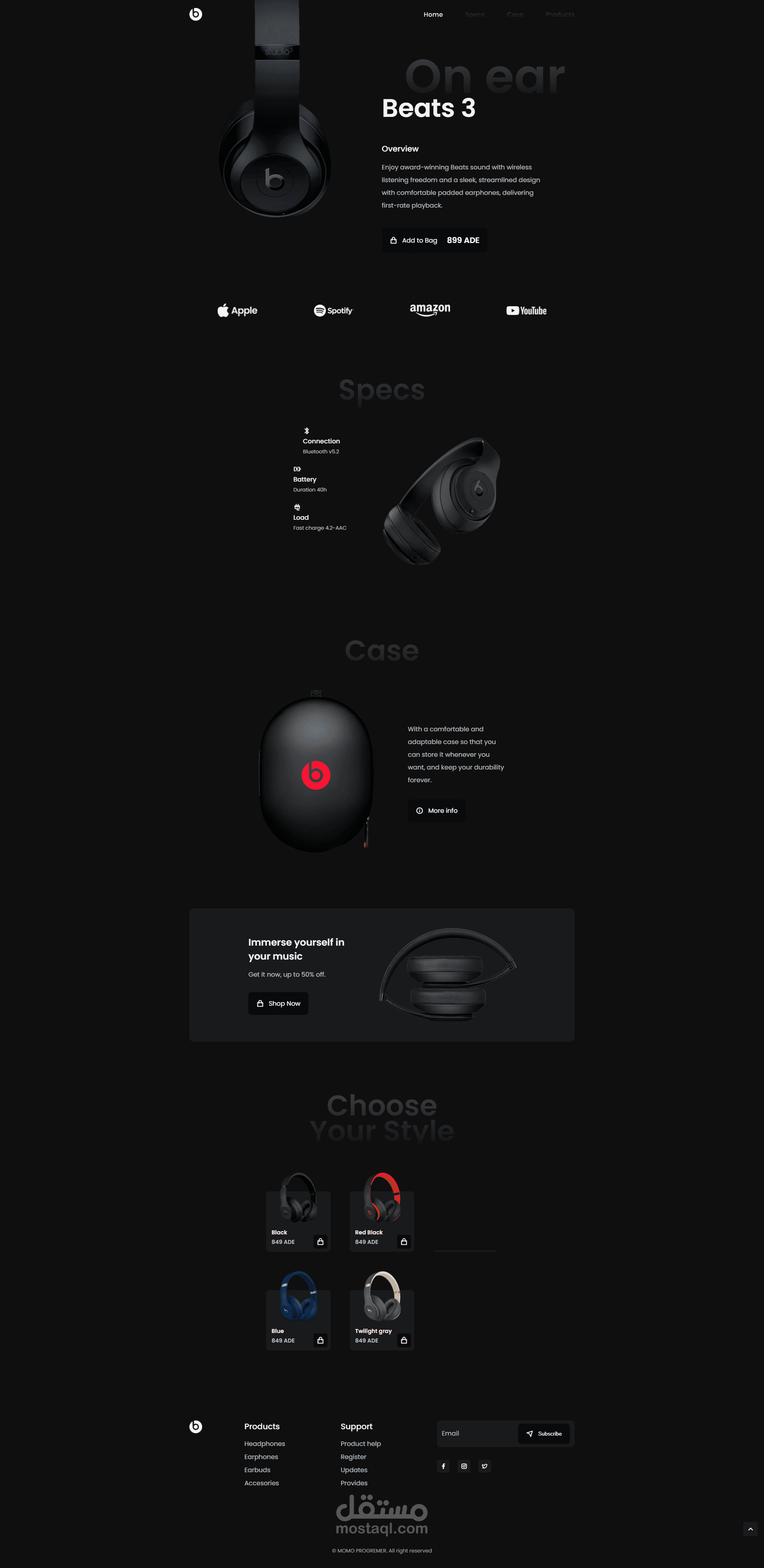 موقع لمنتج سماعه راس  من "beats" لمتجر في الامارات