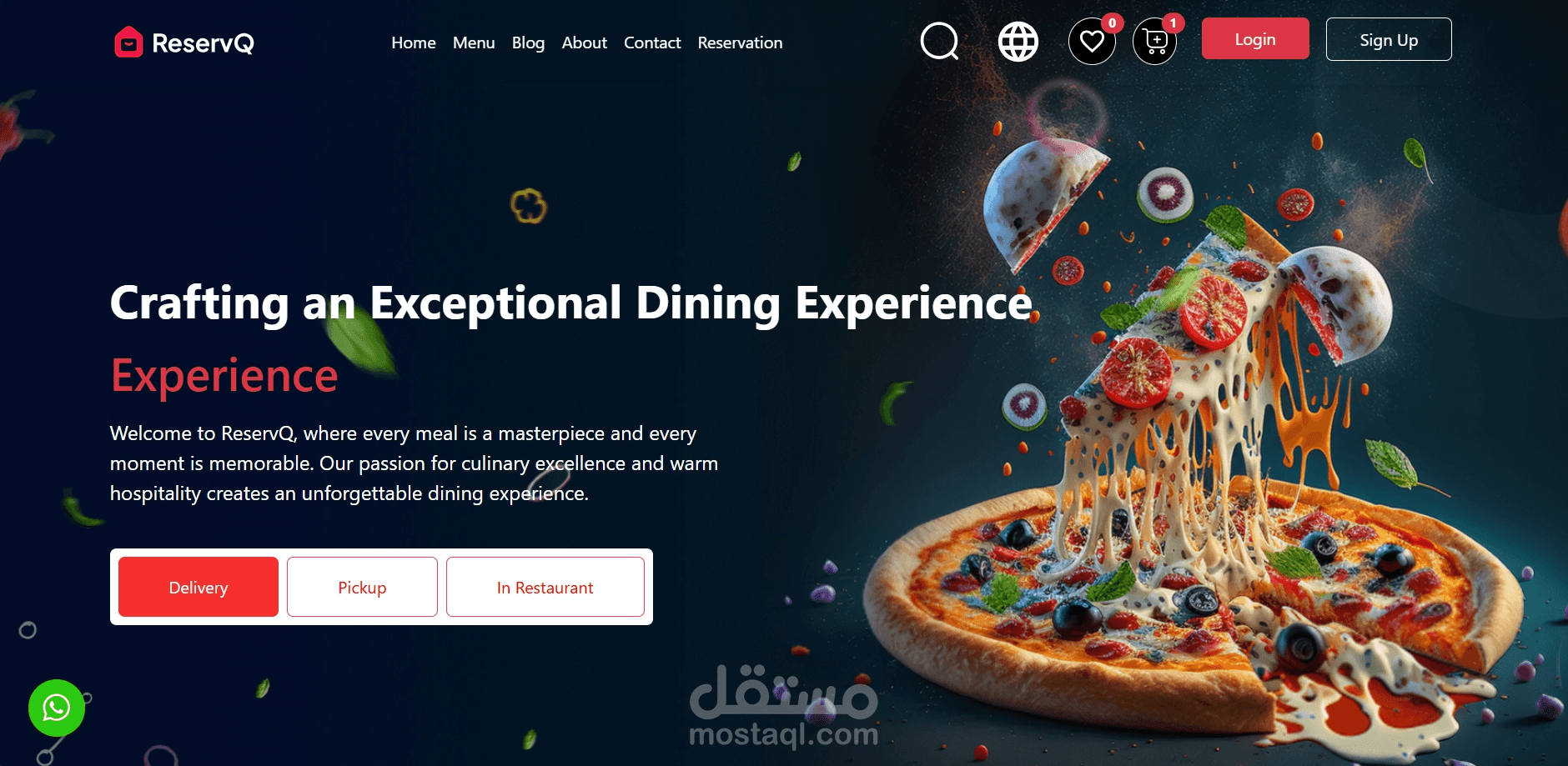 موقع إلكتروني خاص بمطعم