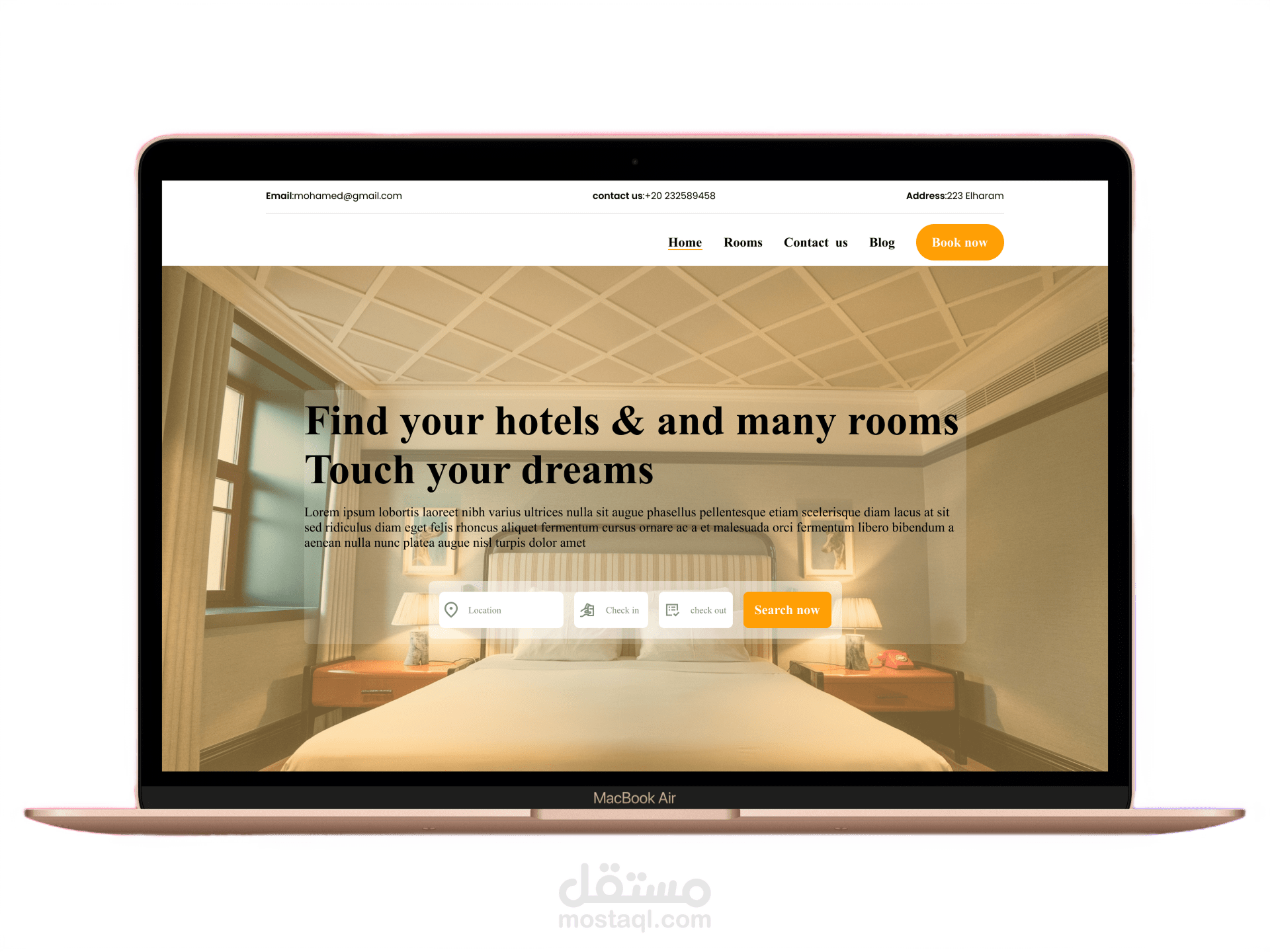 Booking landing page