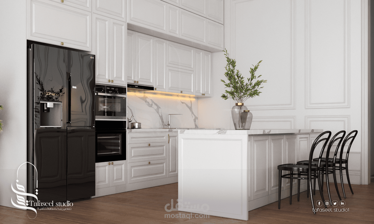 تصميم مطبخ بستايل نيوكلاسيك