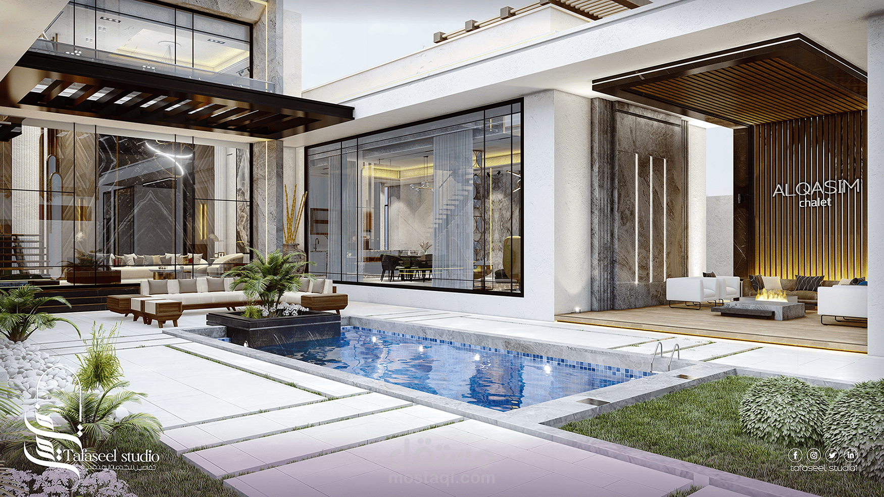 تصميم شاليه القصيم مودرن