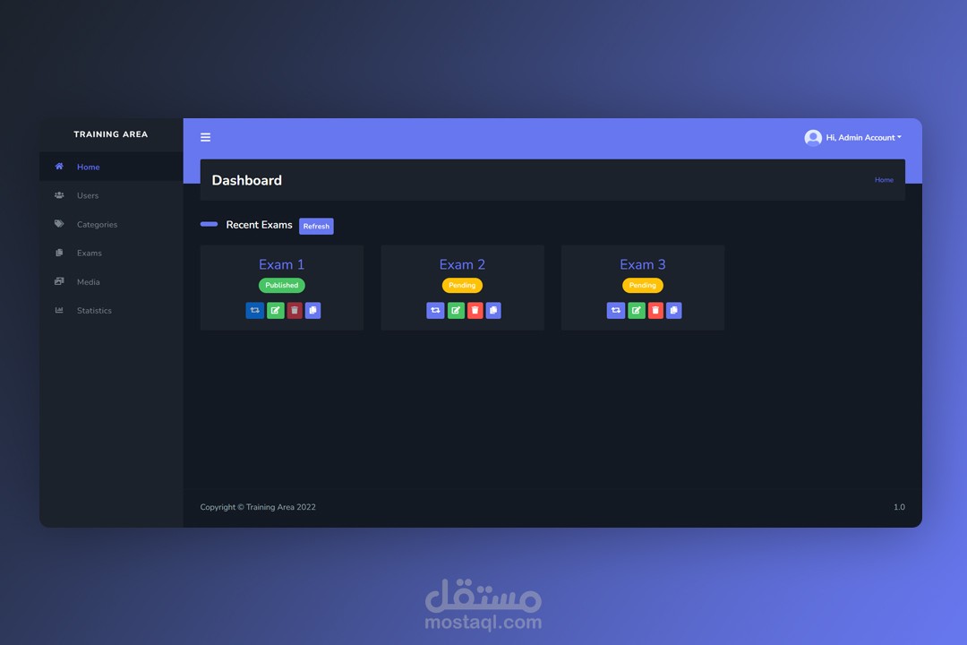 تصميم و تطوير لوحة التدريبات الخاصة بشركة Lead House