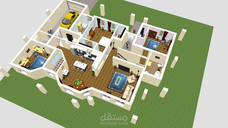 تصميم شقه ١٨٠ متر