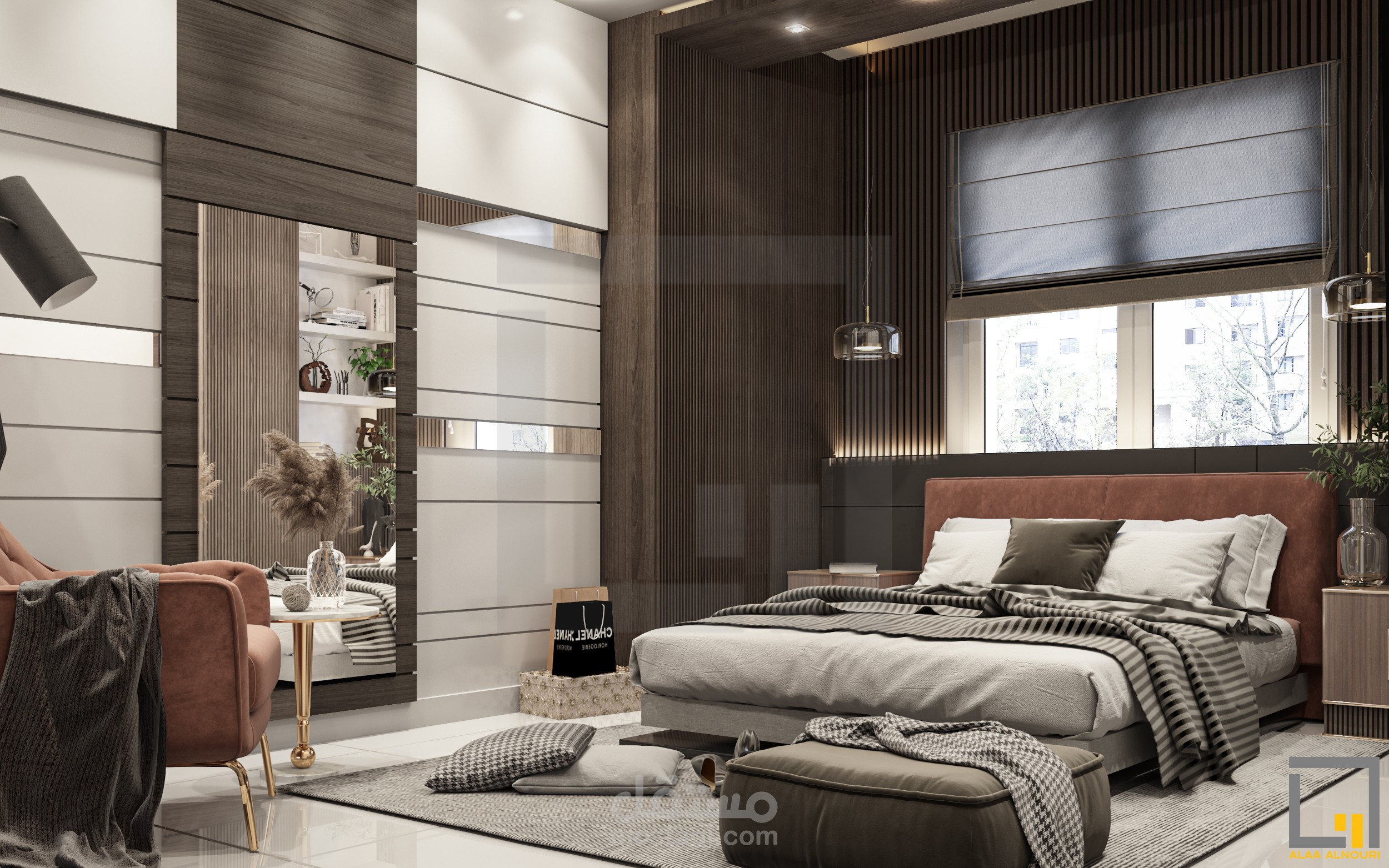 تصميم داخلي وتنفيذ غرفة نوم رئيسية