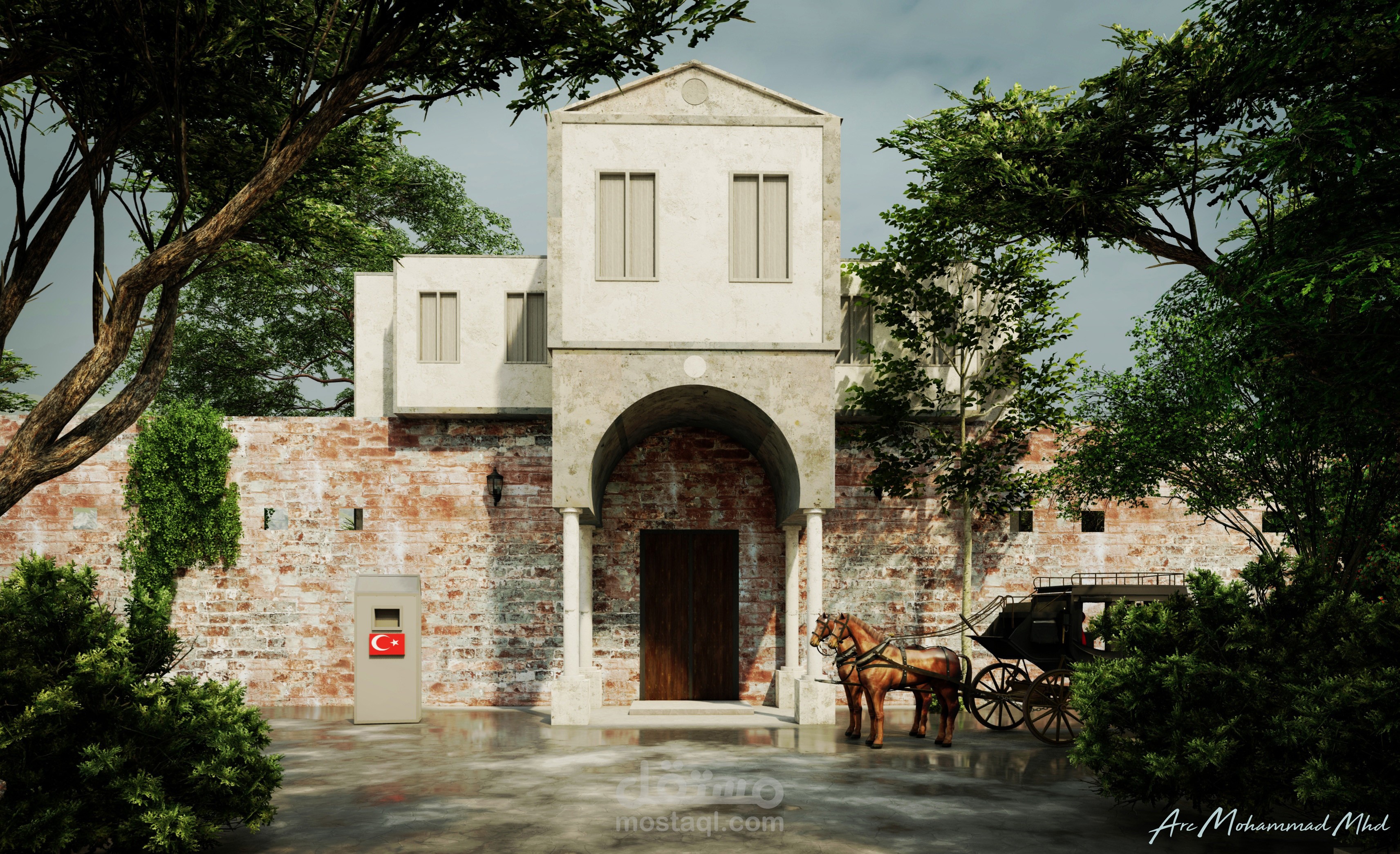 محاكاة لبوابة ثكنة حمص من مسلسل الزّند