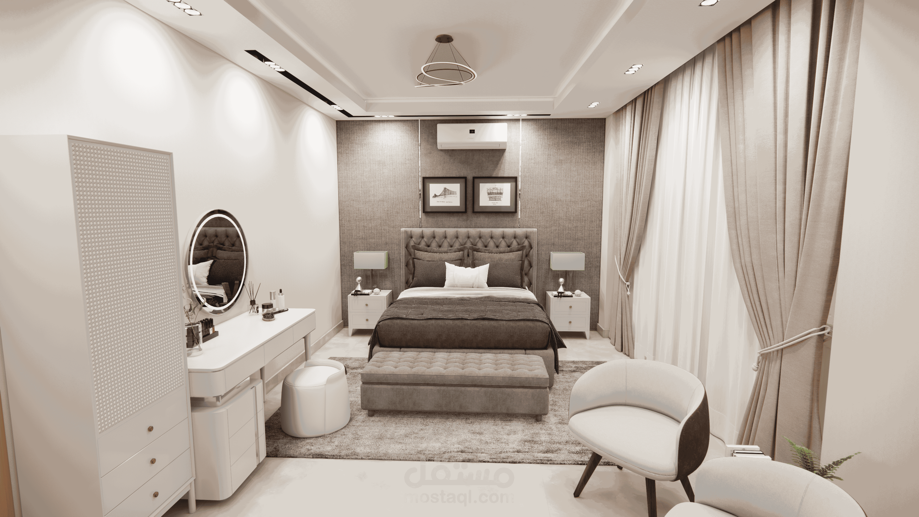 تصميم غرفة نوم رئيسية - بمصر