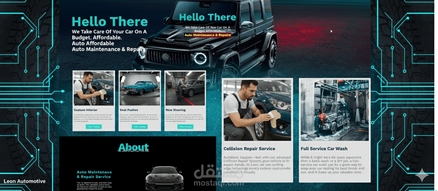 موقع خدمات وصيانة السيارات باستخدام React وBootstrap