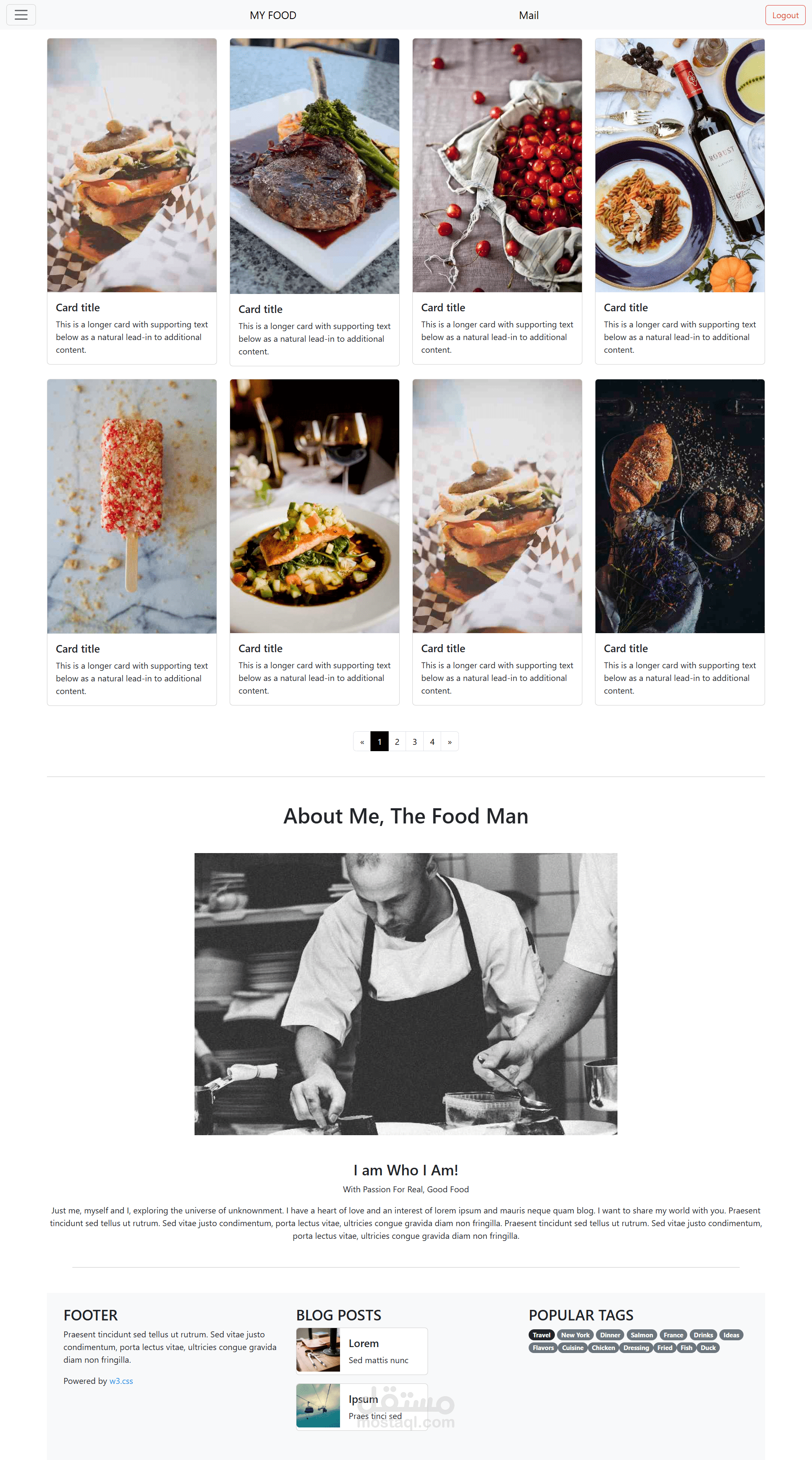 تصميم صفحة مدونة طعام متجاوبة باستخدام Bootstrap