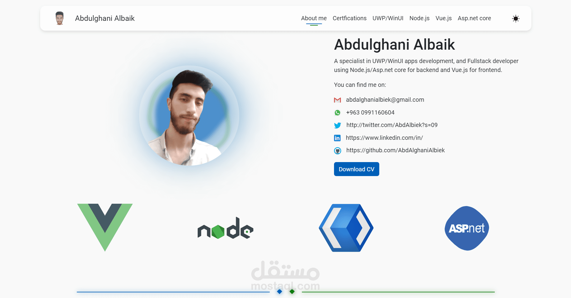 برمجة موقع شخصي (HTML + Css + Js + Bootstrap)