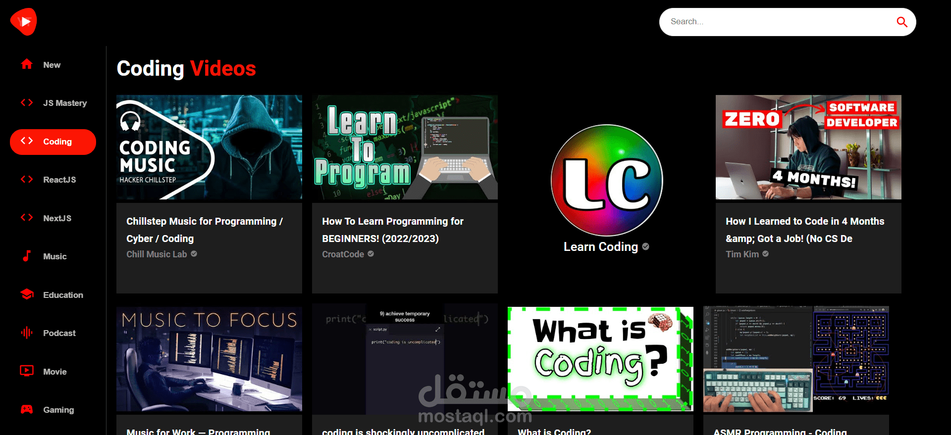 YouTube Clone - نسخة يوتيوب