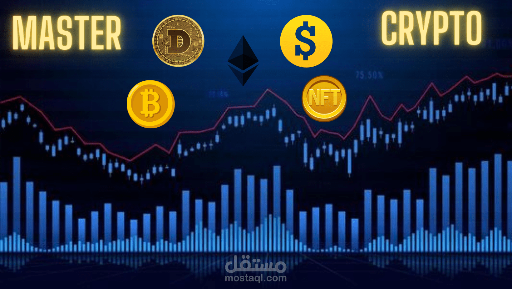 تصميم logo وغلاف فيسبوك  لصفحة لتداول العملات رقمية ومشفرة