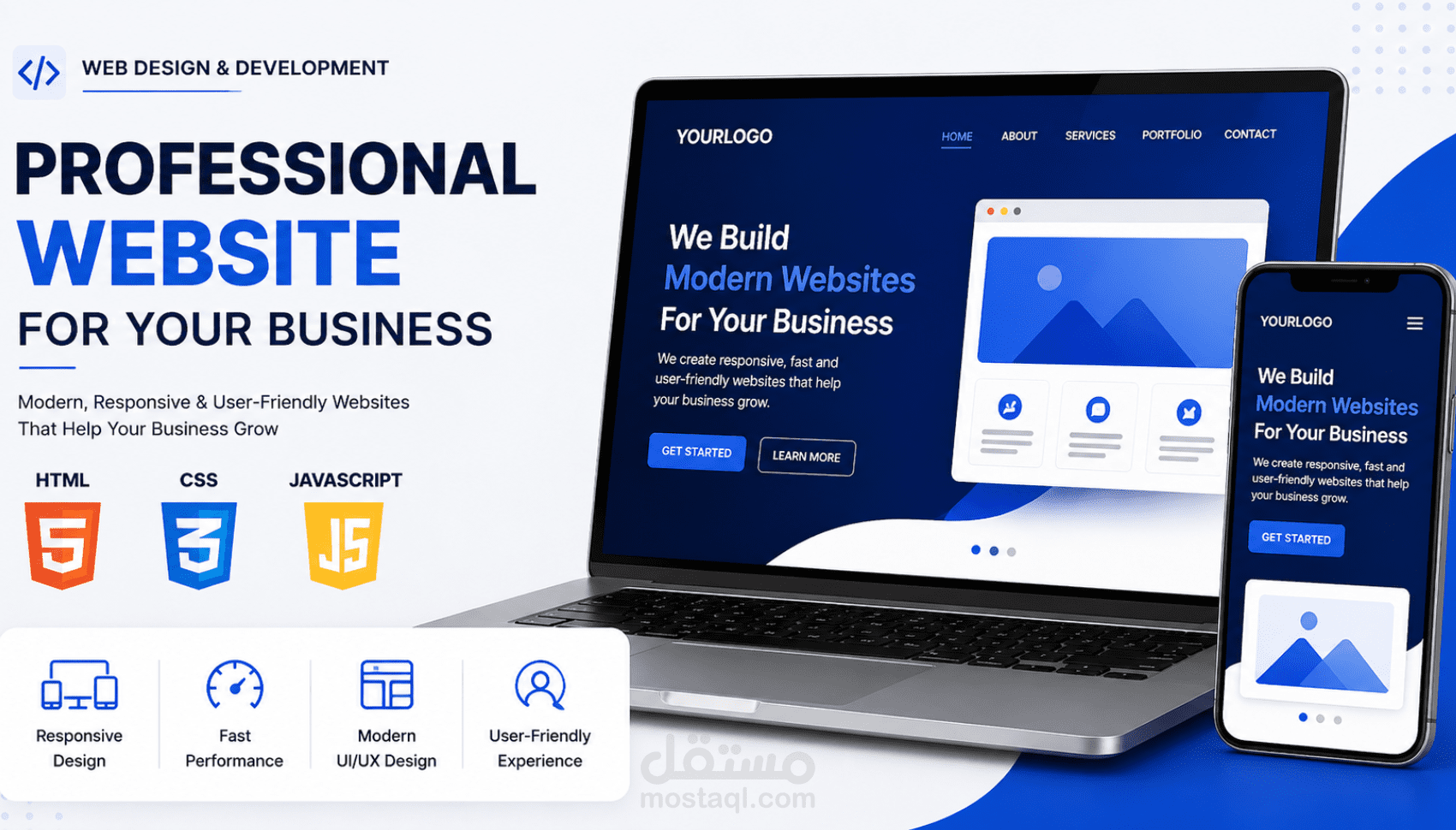 تصميم وتطوير موقع بورتفوليو شخصي احترافي (Personal Portfolio Website)