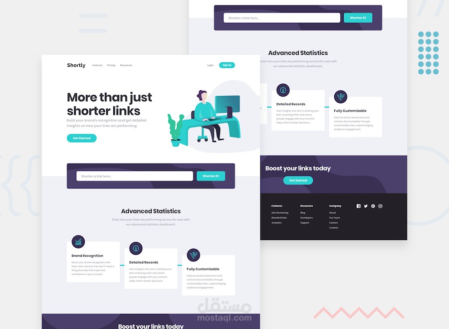 URL Shortening landing page