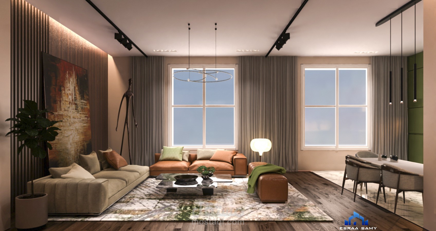 Living room and kitchen