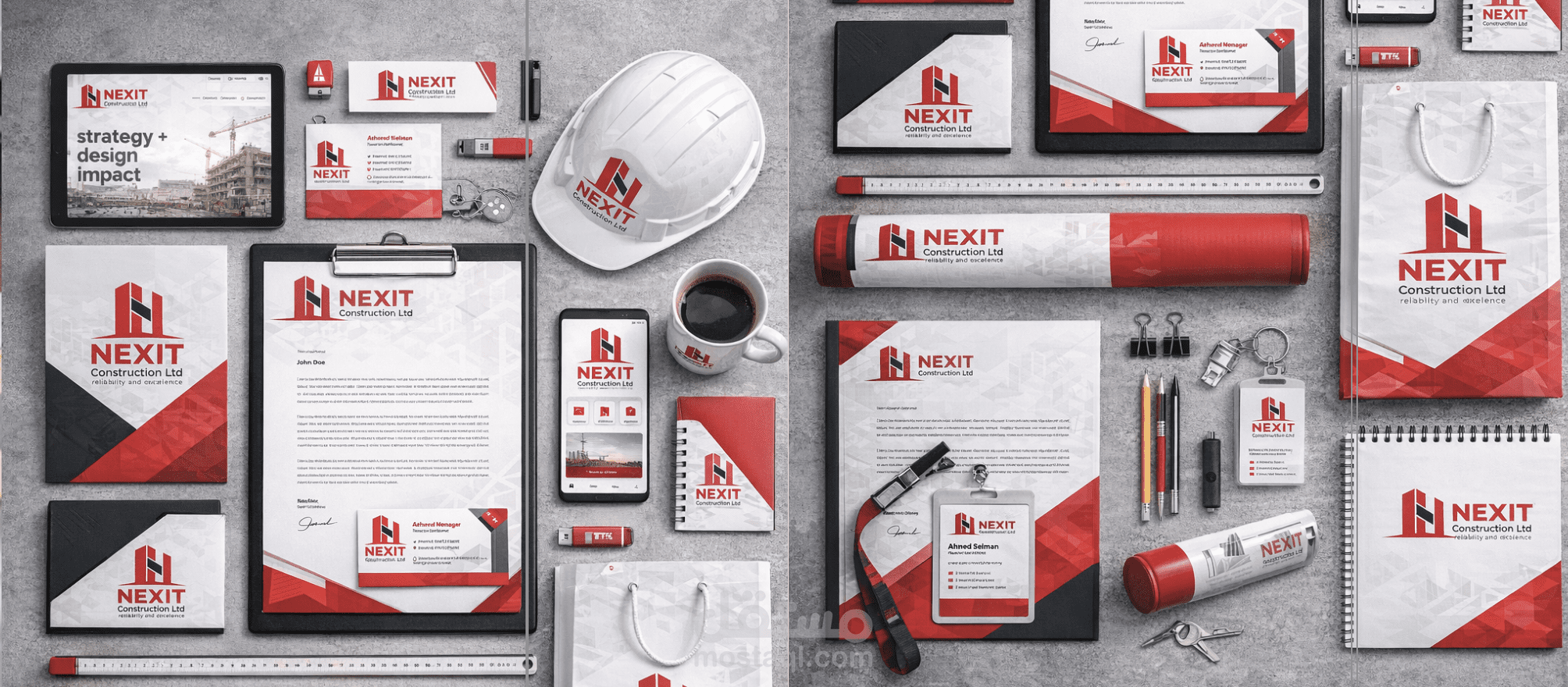 تصميم هوية بصرية متكاملة لشركة مقاولات – NEXIT Construction