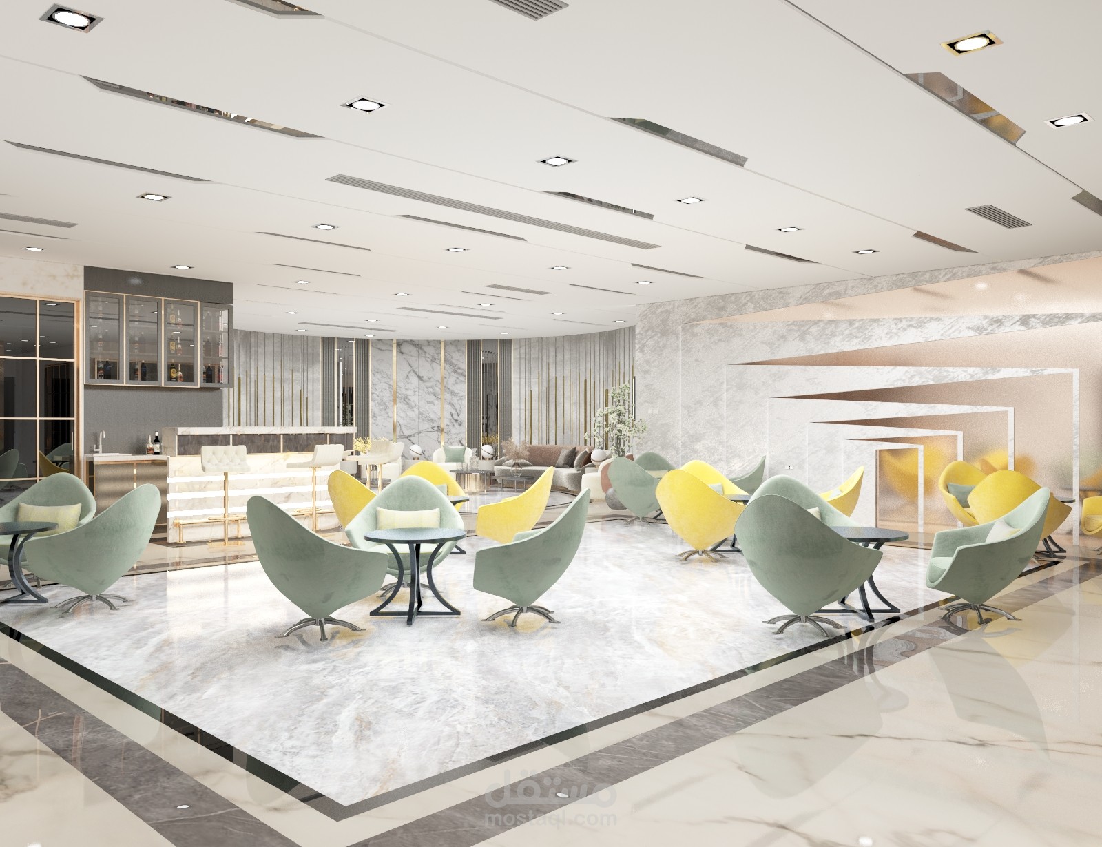 رسيبشن بنظام فندقي  مع بانتري صغير