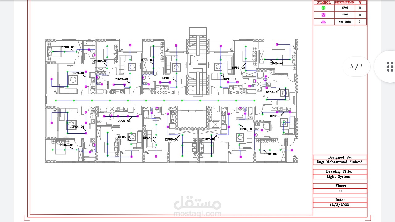 التصميم الكهربائي لمبنى سكني