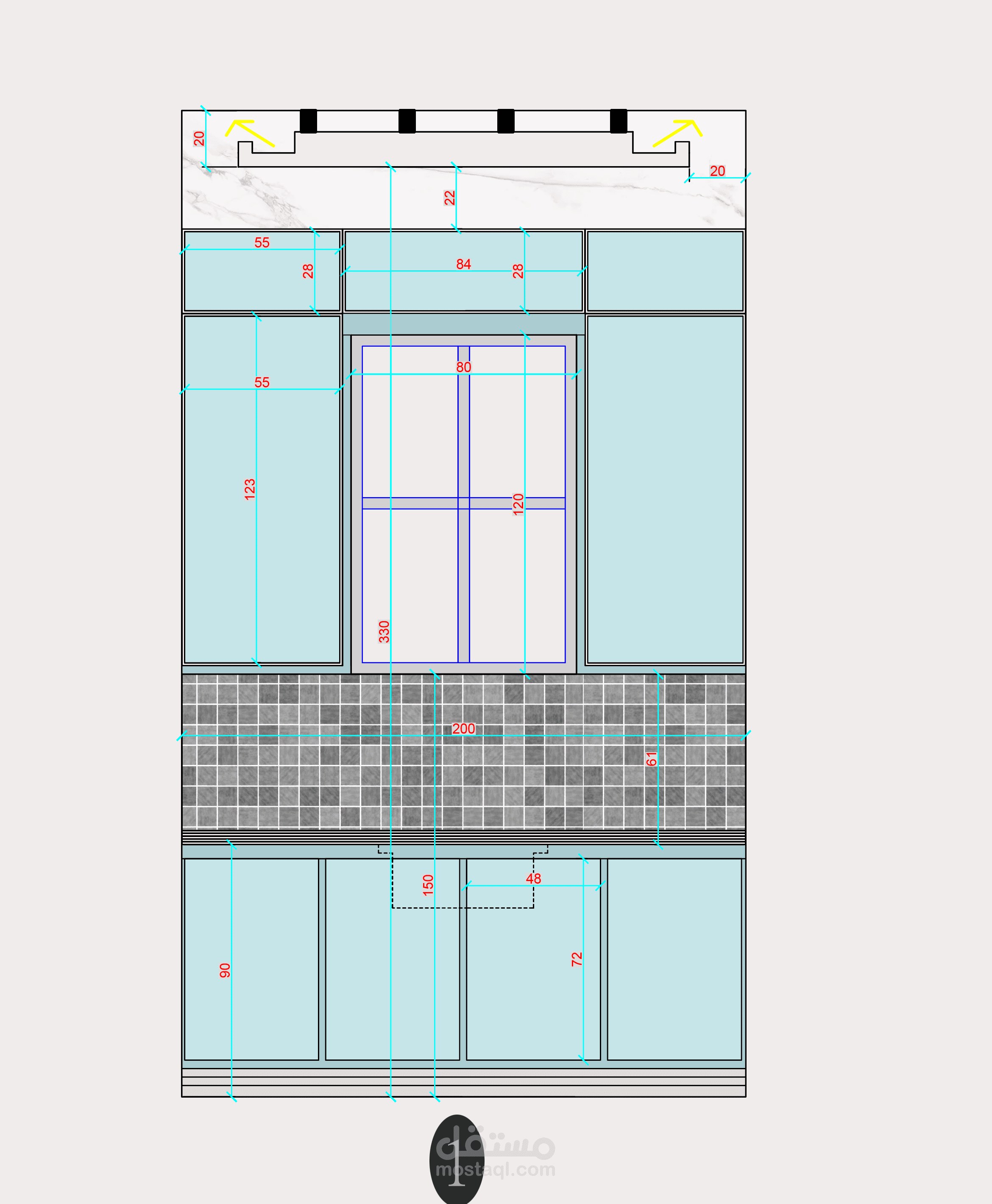 تصميم مطبخ تحضير مع بانتري