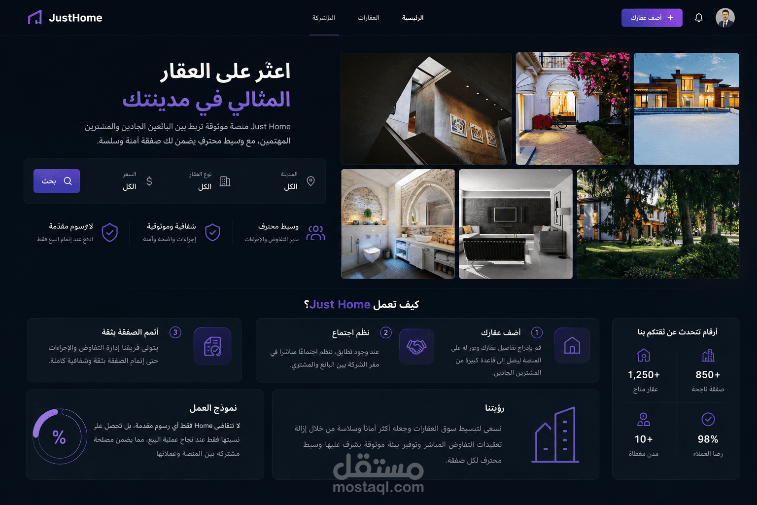 موقع ويب لسوق العقارات