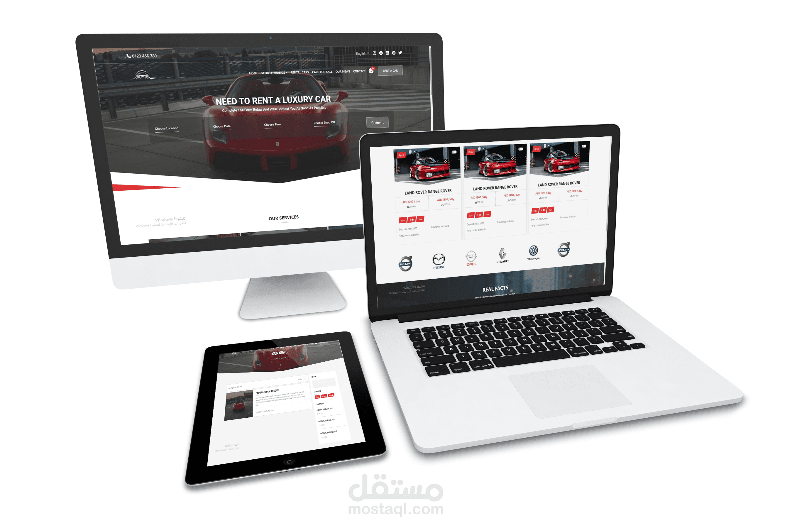 website for selling and renting of cars.