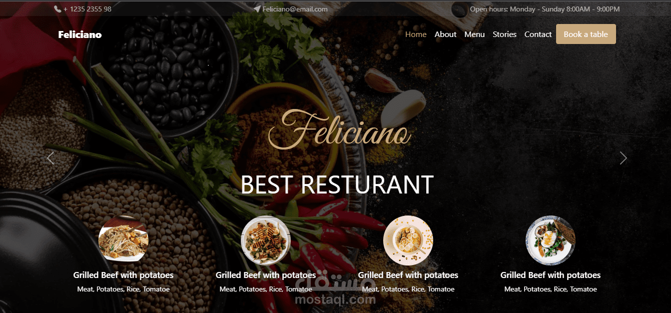 Feliciano Website for a Resturant