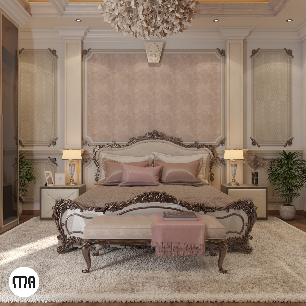 تصميم غرفة نوم ماستر بنمط "الكلاسيكية"