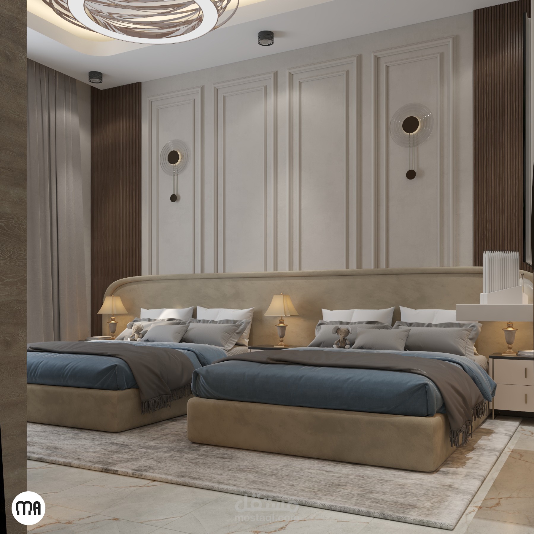 تصميم - داخلي غرفة نوم لتوأم