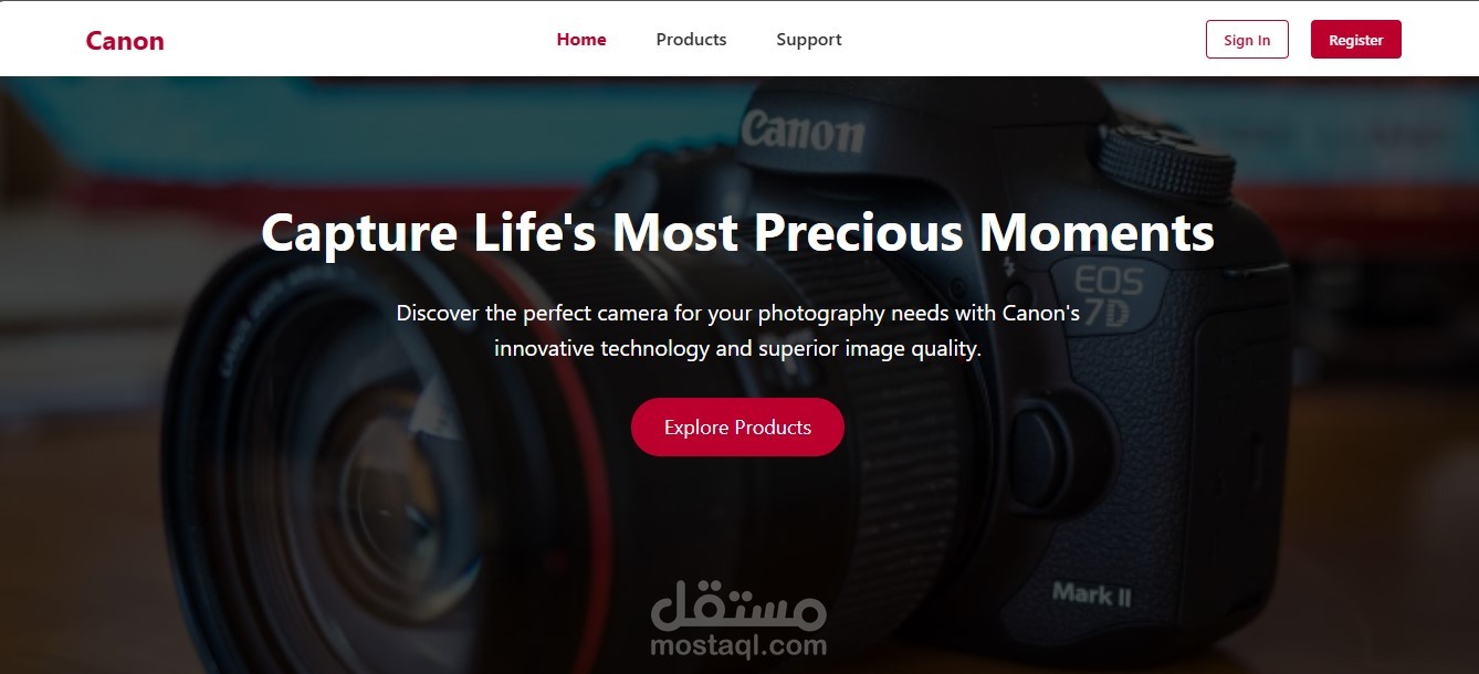 تصميم موقع إلكتروني لشركة Canon